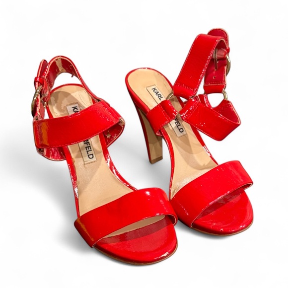 Karl Lagerfeld Vibrant Red Strappy Heels size 6 - Picture 1 of 8